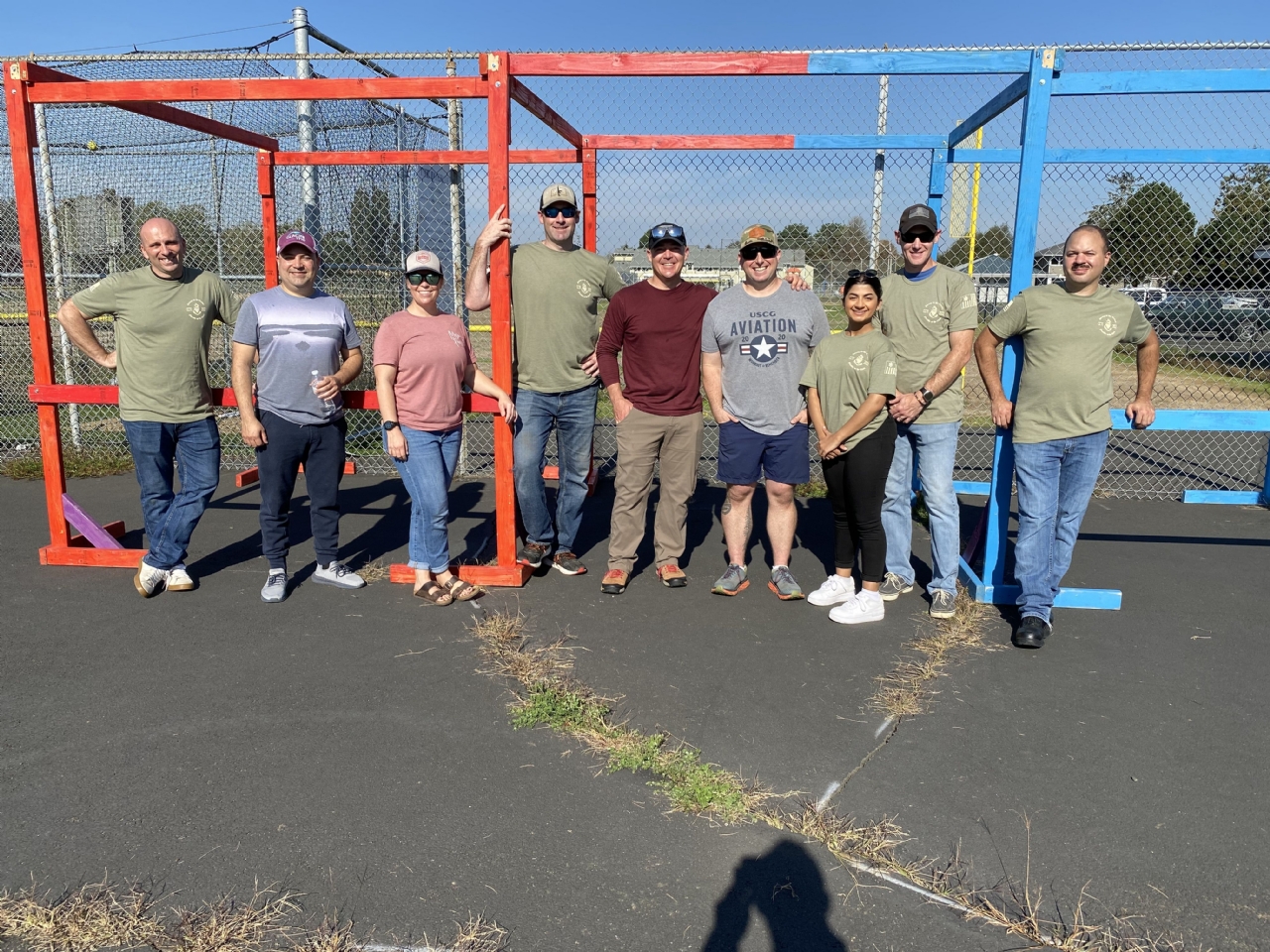 Local USCG crew put game booths up for community